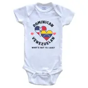 Dominican Venezuelan What's Not To Love Heart Flags DR Venezuela Baby Bodysuit