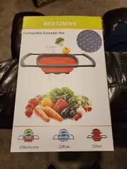 Bestzmwk Silicone Collapsible - Over the Sink - 3 Piece Colander Set-2, 4 & 6 qt