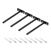 4Pcs 7 Inch Wall Mounting Floating Shelf Bracket Hidden Shelf Support, Black