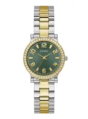 GUESS Gold and Silver Crystal Fawn Link Watch