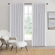 Sherwood Home 100% Blockout Concealed Tab Top Curtain Pair White