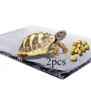 Reptile Basking Platform Tortoise Rock Plate Turtle Bathing Area Feeding 2PCS