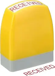 uxcell Received Notice Stamp Self Inking, Red Ink Office Stamps Pre Inked Message Stamp Refillable Business Stamp, Yellow