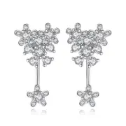 2PCS Copper Jewelry Stud Earrings Retro Simple Flower Earrings