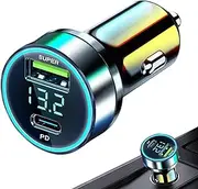 240w USB Car Charger - Fast Car Charger Adapter USB Charge Port, 2 Port USB-C USB-A Charger with Fast Charging Pd Qc 3.0 | Power Delivery Quick Charge Car Adapter for Mobile Devices and Tablets