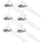 Sunco 6 Pack Linkable LED Utility Shop Light, 4500 LM, 5000K Daylight, 4 FT,