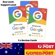 3 x Google Review Card Tap NFC + QR Code Social Media Smart Contactless