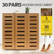 Wooden Shoe Storage Cabinet Shoe Rack Shelf Organiser for 30 Pairs Shoes Oak Colour