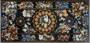 Black Marble Hallway Table Top Pietra Dura Art Dining Table for Home Furniture