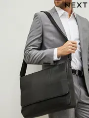 Black Signature Leather Messenger Bag (N43289) | $118