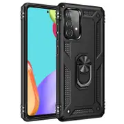 2PCS Shockproof Armor Case for Samsung Galaxy A22 4G Metal Ring Cover For Galaxy A22 4G - Black Samsung A22 4G