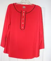 Anne Klein size XL/14,16 retail $69 Red Blouse/Top