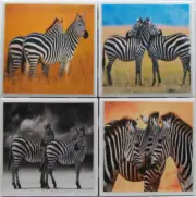 Handmade Natural Stone Ceramic Tile Marble Drink Coaster -Set of 4 - Zebra 5 A