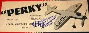 Megow PERKY PLAN + PARTS PATTERNS to Build an Old Time UC Speed Model Airplane