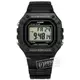 CASIO / 卡西歐 復古方型 計時碼錶 LED照明 鬧鈴 電子 橡膠手錶 黑色 / W-218H-1A / 42mm