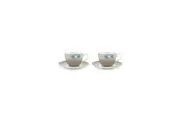 Blushing Birds Cup & Saucer, Set of 2 (Khaki) - 280mL