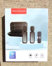 NEW Sealed Ecomxia Wireless Microphone 2-Pack, Lapel, 70ft, Charging Case