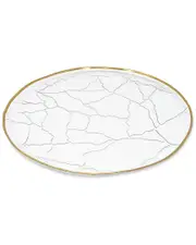 Alice Pazkus Set of 4 Glass Chargers with Gold Rim Crackled Design NoSize