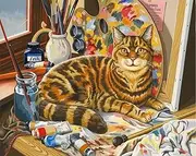 Paint by Numbers Adult Cat Attelier 40 x 50 cm Paint by Numbers DIY Oil Acrylic Canvas Picture Decoration 1 Piece