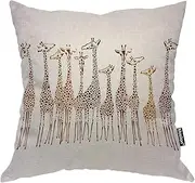 Moslion Throw Pillow Cover Giraffes 18x18 Inch Animal Cute Wild Cartoon Africa Safari Tall Group Crowded Spot Zoo Square Pillow Case Cushion Cover for Home Car Decorative Cotton Linen