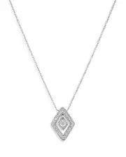 Roberto Coin 18K White Gold Diamante Diamond Frame Pendant Necklace, 16-18