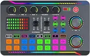 Snblzhef F998MAX Gaming Audio Mixer Streaming Mixer with Audio Interface BT Sound Board Voice Changer Sound Card,for PC Phone