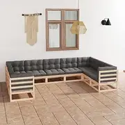 Generic 9 Piece Garden Lounge Set with Cushions Solid Pinewood,3077314