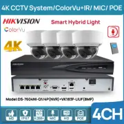 Hikvision 4CH 4K NVR CCTV System 8MP IP Camera Hybrid Light ColorVu+IR MIC POE