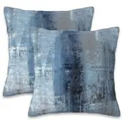 Throw Pillow Cover Case Pillow 20" x 20" (Pack of 2) Blue and Grey Abstract Art