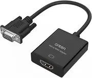VGA to HDMI Adapter, Onten 1080P VGA to HDMI (Male to Female) for Computer, Desktop, Laptop, PC, Monitor, Projector, HDTV with Audio Cable and USB Cable (Black)