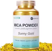 Mica Powder,7.05OZ（200g）,Sunny Gold Mica Powder Pigment for Epoxy Resin，Lip Gloss，Paint，Dye，Soap Making，Nail Polish,Candle Making,Bath Bombs(Sunny Gold)
