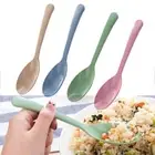 Friendly Kids Portable Flatware Soup Spoon Tableware Long Handle Wheat Straw