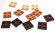 Lego - Lot of 12 - Brown, Tan, Plate 2 x 2