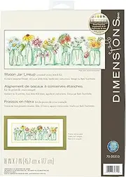 Dimensions - Counted Cross Stitch Kit - Mason Jar Lineup - 70-35310 - Arts and Crafts for Adults - 14 Count Aida - 18 x 7 inch