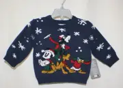 Disney Baby Mickey Mouse & Friends Christmas Holiday Sweater Pullove Sz 6-9M New