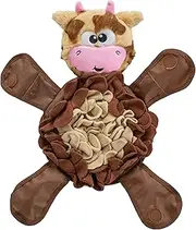 Outward Hound Nina Ottosson Snuffle Palz Interactive Plush Dog Puzzle and Snuffle Mat for Dogs, Non-Slip Snuffle Mat, Dog Enrichment Toys, Plush, Cow, Brown, Large