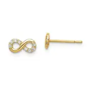 Madi K Kid's Earrings 14k Yellow Gold Cubic Zirconia Infinity Symbol