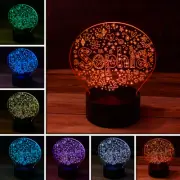 3D Sophia Name Desk Light - 7 Color LED Lamp Base w USB & Touch control