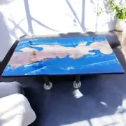 48"x24" Luxury Ocean Resin Table Stunning Epoxy Wave Art for Coastal Home Decors