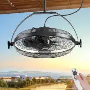 Outdoor Ceiling Fans with LED Lights & Remote Control, 16" Gazebo Fan
