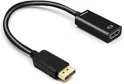 4K DisplayPort to HDMI Adapter 1-Pack, DP to HDMI Display Adaptor Cable（3840x2160 Male to Female Connector Compatible with Computer, Desktop, Laptop, PC, Monitor, Projector, HDTV - Black