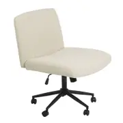 Advwin Armless Cross-Legged Office Chair Swivel Vanity Chair Beige