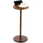 Small Round Side Table Stable Mini Wooden Pedestal Side Table with Phone Holder