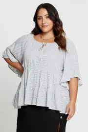 Polka Dot Peplum Top Short Sleeve
