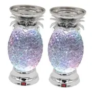 9.5" Pineapple LED Color Changing Shine Lava Lamp,Swirling Water Silver 2 PCS