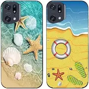 2 Pcs/Lot Seashell Starfish Beach Printed TPU Soft Gel Silicone Back Phone Case Cover (Case for Oppo Find X5 Pro)