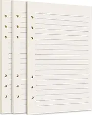 [3 Pack, 120 Sheets/240 Pages] A5 Thick 6 - Hole Lined Refill Paper for 6 - Ring A5 Binder - Ideal for Planner, Journal & Notebook