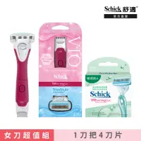 在飛比找momo購物網優惠-【Schick 舒適牌】舒綺美型之刀超值組 1刀把4刀片(敏