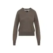 [Phoebe Philo] Phoebe Philo-Brown Shrunk V-Neck Wool Sweater-Donna XS STAND