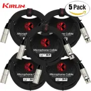 5-PACK Kirlin MP-280-25/BK 25FT XLR Male - XLR Female Microphone Cable Black